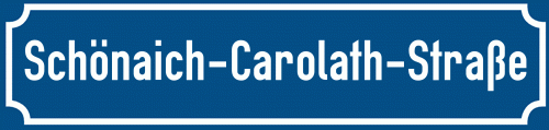 Straßenschild Schönaich-Carolath-Straße