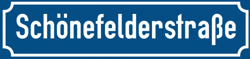 Straßenschild Schönefelderstraße zum kostenlosen Download