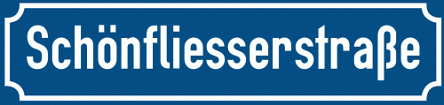 Straßenschild Schönfliesserstraße zum kostenlosen Download