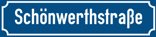 Straßenschild Schönwerthstraße zum kostenlosen Download