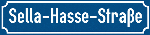 Straßenschild Sella-Hasse-Straße zum kostenlosen Download