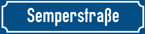Straßenschild Semperstraße zum kostenlosen Download