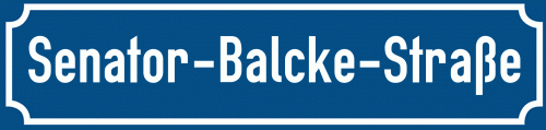 Straßenschild Senator-Balcke-Straße