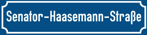 Straßenschild Senator-Haasemann-Straße zum kostenlosen Download