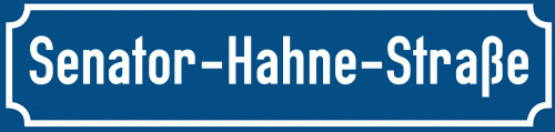 Straßenschild Senator-Hahne-Straße