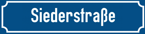 Straßenschild Siederstraße
