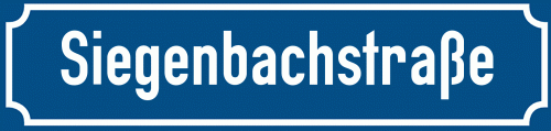 Straßenschild Siegenbachstraße zum kostenlosen Download