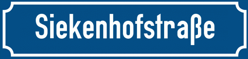 Straßenschild Siekenhofstraße zum kostenlosen Download