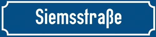 Straßenschild Siemsstraße