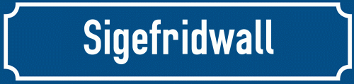 Straßenschild Sigefridwall zum kostenlosen Download