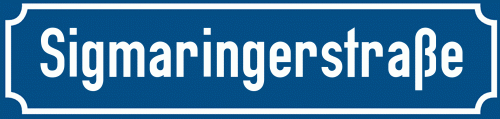 Straßenschild Sigmaringerstraße zum kostenlosen Download
