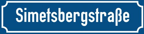 Straßenschild Simetsbergstraße