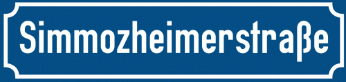 Straßenschild Simmozheimerstraße