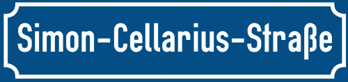 Straßenschild Simon-Cellarius-Straße zum kostenlosen Download