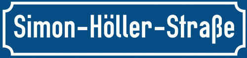 Straßenschild Simon-Höller-Straße zum kostenlosen Download