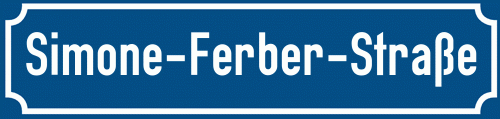 Straßenschild Simone-Ferber-Straße zum kostenlosen Download