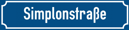 Straßenschild Simplonstraße zum kostenlosen Download