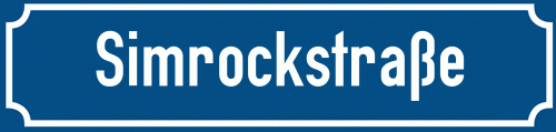 Straßenschild Simrockstraße zum kostenlosen Download