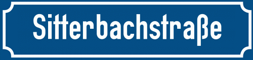 Straßenschild Sitterbachstraße zum kostenlosen Download