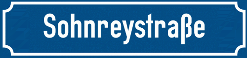 Straßenschild Sohnreystraße zum kostenlosen Download