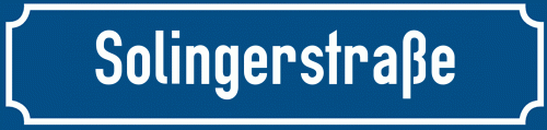 Straßenschild Solingerstraße zum kostenlosen Download