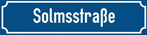 Straßenschild Solmsstraße