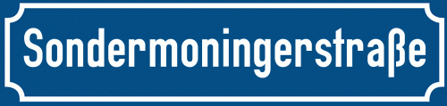 Straßenschild Sondermoningerstraße zum kostenlosen Download