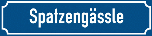 Straßenschild Spatzengässle zum kostenlosen Download