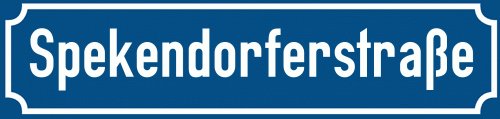 Straßenschild Spekendorferstraße zum kostenlosen Download