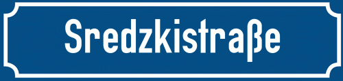 Straßenschild Sredzkistraße zum kostenlosen Download