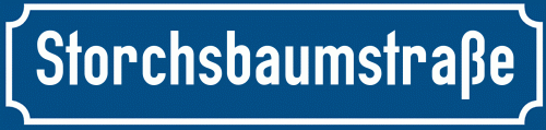 Straßenschild Storchsbaumstraße zum kostenlosen Download