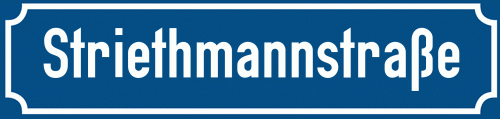 Straßenschild Striethmannstraße zum kostenlosen Download