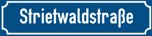 Straßenschild Strietwaldstraße