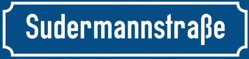 Straßenschild Sudermannstraße zum kostenlosen Download