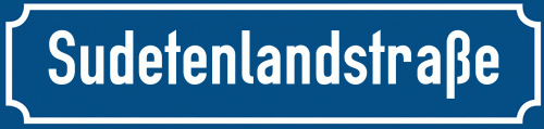 Straßenschild Sudetenlandstraße zum kostenlosen Download