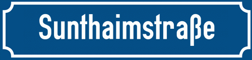 Straßenschild Sunthaimstraße zum kostenlosen Download