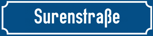 Straßenschild Surenstraße zum kostenlosen Download