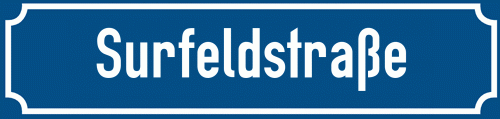 Straßenschild Surfeldstraße