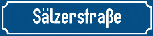 Straßenschild Sälzerstraße zum kostenlosen Download