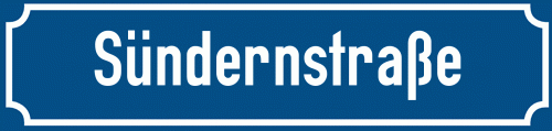 Straßenschild Sündernstraße zum kostenlosen Download