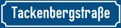 Straßenschild Tackenbergstraße zum kostenlosen Download