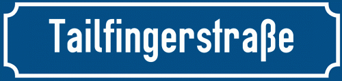 Straßenschild Tailfingerstraße zum kostenlosen Download