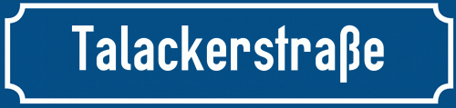 Straßenschild Talackerstraße zum kostenlosen Download