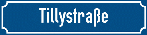 Straßenschild Tillystraße zum kostenlosen Download