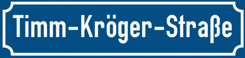Straßenschild Timm-Kröger-Straße zum kostenlosen Download