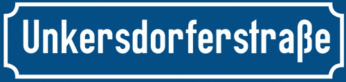 Straßenschild Unkersdorferstraße