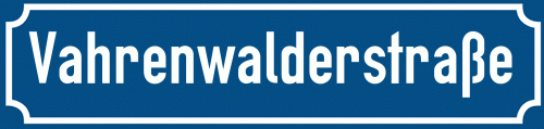 Straßenschild Vahrenwalderstraße zum kostenlosen Download