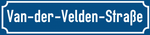 Straßenschild Van-der-Velden-Straße
