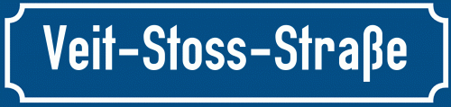 Straßenschild Veit-Stoss-Straße zum kostenlosen Download
