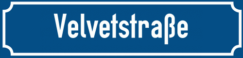 Straßenschild Velvetstraße